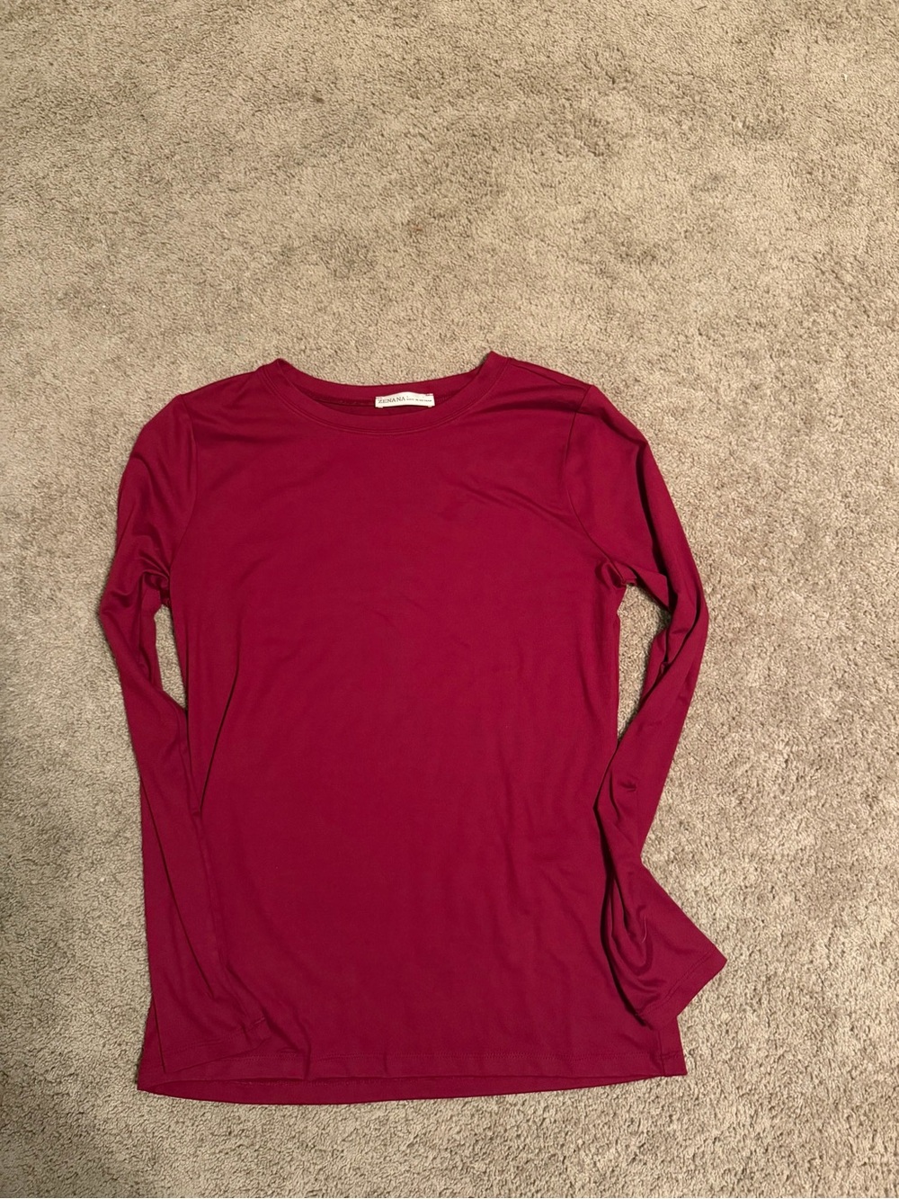 Zenana Burgundy Long Sleeve Crewneck Top Size L